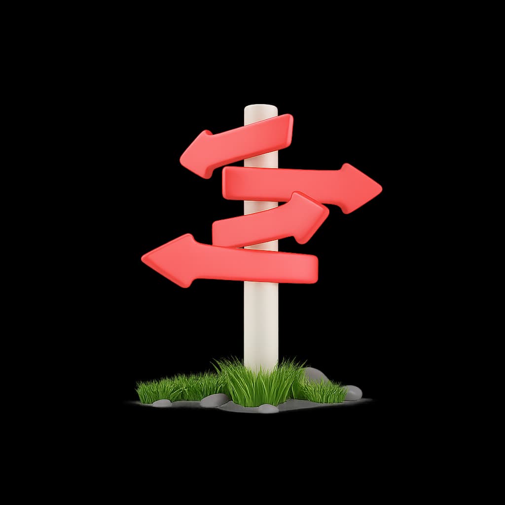 Road sign pointing in different directions